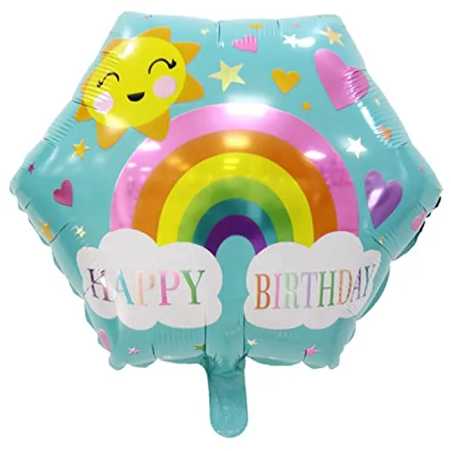 Happy Birthday Luftballons - Geniale Geschenkidee Deko für Geburtstage oder Partys Ballon Helium Folienballon klein mit für Kinder Dekoration Partydeko JGA Geschenkidee - Regenbogen