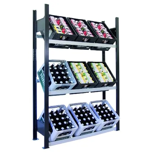 Schulte-Regalwelt Getränkekistenregal für 9 Kisten - Metallregal mit 3 höhenverstellbaren Lagerebenen, jeweils bis 60 kg belastbar. Ideal für eine übersichtliche Lagerung von Getränkekisten, Made in Germany.