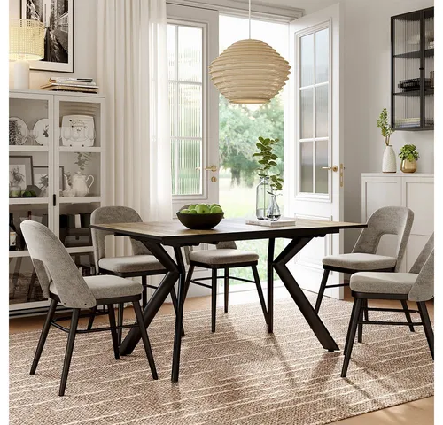 Vicco Esstisch Trill, Ausziehbar in Eiche rustikal/Schwarz - Esstisch mit modernem Design, ausziehbar von 140 auf 190 cm, ideal für flexible Ess-Situationen und ein echter Blickfang in Ihrem Zuhause.