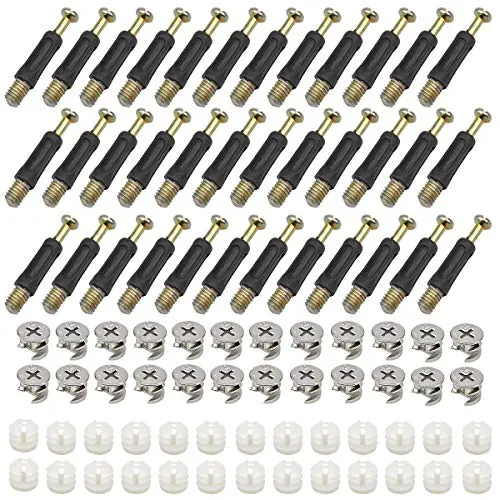 Kissral 50 Stück Möbelverbindungssätze, Exzenter Möbelverbinder Möbelbeschlag Einschraubdübel mit Abdeckrand Verbindungsbeschlag für Möbel Tischschränken