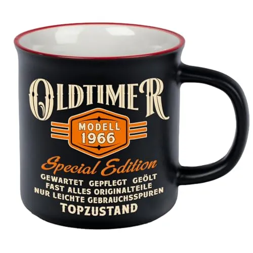 Kaffeetasse mit Reliefdruck als Geschenk zum 60. Geburtstag in schwarz von LOBO NEGRO