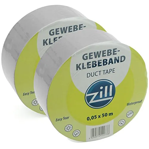 Zill® 2 x Gewebe-Klebeband Silber 5 cm x 50 Meter Panzer-Band Panzer-Tape Abklebe-Band Gaffer Duct-Tape