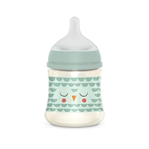 Suavinex, Babyflasche 150 ml mit physiologischem Sauger SX Pro aus Silikon, mit Anti-Colic-Ventil, Langsamer Nahrungsfluss (S), für Neugeborene, für Babys +0 Monate, Bonhomia, Grün