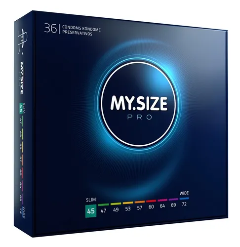 MY.SIZE PRO Kondom Größe 0, 45mm - Perfekte Passform für mehr Lust - Kondome für Männer mit maßgeschneiderter Passform, hypoallergen und geruchslos. Die dünne Wandstärke sorgt für intensives Gefühl. Enthält 36 Stück und ist vegan sowie nachhaltig.