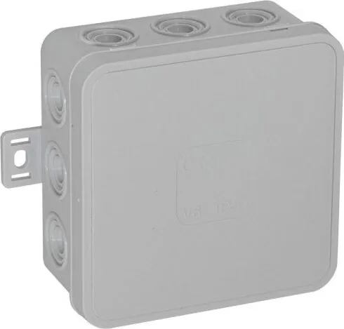 Aufputzdose, hermetisch IP54, grau, aufschnappbar, 100x100x41, Viplast 03703