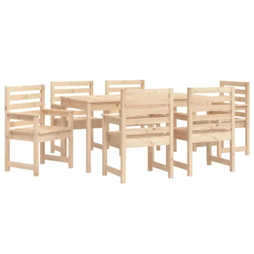 vidaXL 7-tlg. Garten-Essgruppe aus massivem Kiefernholz - Gartenmöbel-Set aus robustem Kiefernholz, ideal für Terrasse und Garten. Die komfortablen Stühle mit Latten-Design bieten höchsten Sitzkomfort und laden zum Verweilen ein.