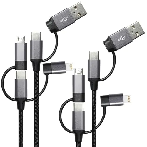 Callstel 2er 6in1-Schnelllade- & Datenkabel USB-A/C zu USB-C/MicroUSB, 1,8A, 2m
