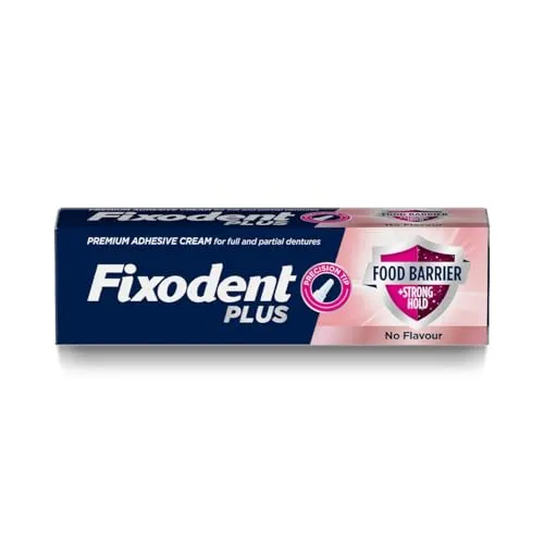 Fixodent Plus Haftpaste - 40g für festen Halt - Provisorische Zahnersätze & Zubehör, bietet Anti-Lebensmittelrückstände für langanhaltenden und sicheren Halt.