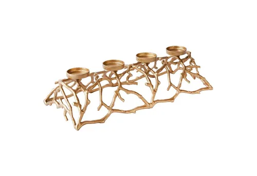 Riess Ambiente Eleganter Kerzenhalter Abstract 60cm Gold - Kerzenständer aus Aluminium mit Platz für 4 Stumpenkerzen, filigranes Äste-Design, ideal als Adventskranz oder stilvolle Tischdekoration.