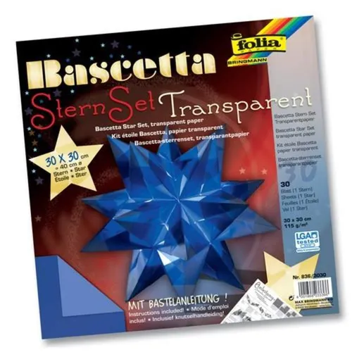 Folia Bascetta-Stern Bastelset, Transparentpapier 115g/m², blau 30 x 30cm