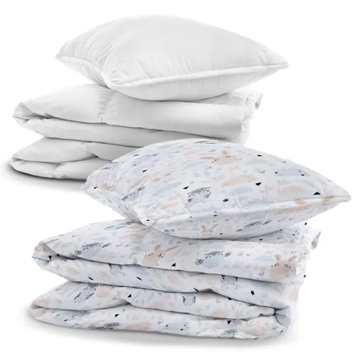 Kinderbettwäsche Baby Bettwäsche 100x135cm aus Baumwolle - Kinder Set von Duvet Cover und Kissenbezug 40x60 cm mit Bettdecke und Kissen für Kleinkind Junge und Mädchen Babybettwäsche Oeko-Tex