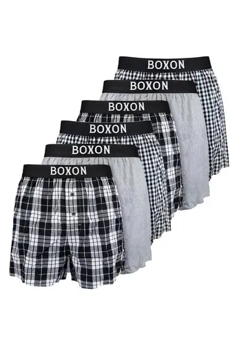 BOXON Boxershorts 6er Pack Web - Komfortabel und nachhaltig - Boxershorts im praktischen 6er Pack aus Baumwolle mit Eingriff und softem Gummibund, ideal für jeden Tag. In umweltfreundlicher Geschenkbox, perfekt als Geschenk.