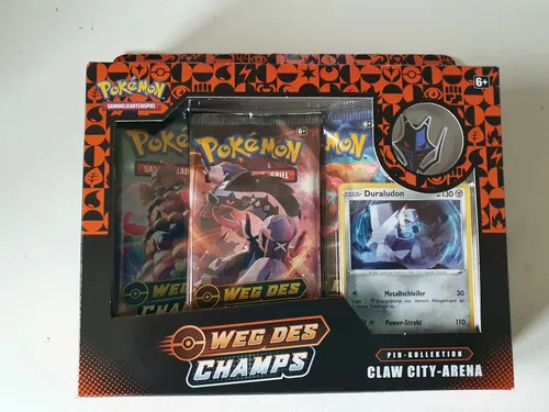 Pokémon - Weg des Champs - Claw City Arena - Pin Kollektion - TCG OVP Displays, exklusive Kollektion mit einzigartigen Pins und Karten für Pokémon-Fans ab 6 Jahren.