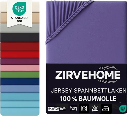 yadetextil Spannbettlaken 90x200 cm. Jersey Spannbetttuch 100% Baumwolle Bettlaken, Jersey, Gummizug: Rundumgummi, (1 Stück), Atmungsaktiv, Baumwolle Spannbettlaken 90x200 cm bis 25 cm Höhe, Lila