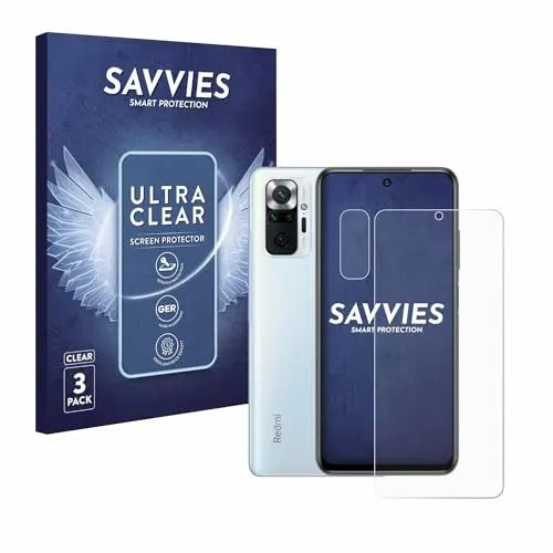 Savvies 6 Stück Schutzfolie für Xiaomi Redmi Note 10 Pro (Display+Kamera) Displayschutz-Folie Ultra-Transparent