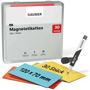 Gauder Magnetschilder ME-120x70, farbig sortiert, 120 x 70 mm, für Handbeschriftung, 6 x 5 Stück