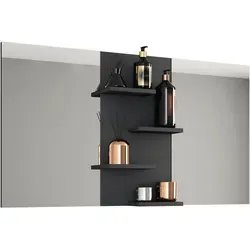 Mid.you Badezimmerspiegel VCM Budasi - Rechteckiger Badspiegel mit Ablage, 112x59x11.5 cm, aus hochwertigem Holzwerkstoff in stilvollem Schwarz – ideal für Ihr modernes Badezimmer.