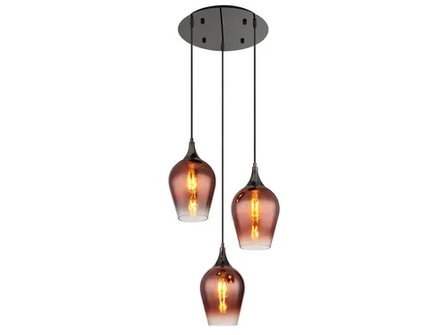 GLOBO LIGHTING LED Pendelleuchte Kupfer, Ausgefallene Lampe für Esstisch & Galerie, Ø45cm - Stilvolle Pendelleuchte mit einzigartigem Design aus kupferfarbigem Glas und schwarzem Metall. Ideal für Esstische oder Wohnzimmer, sorgt für warme Lichtakzente und setzt dekorative Highlights. Inkl. E27 Fassungen für individuelle Lichtgestaltung.