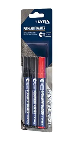 Pack Lyra 3 Permanentmarker 2 Schwarz 1 Rot Spitzbogen 1-4 Mm - 4028005