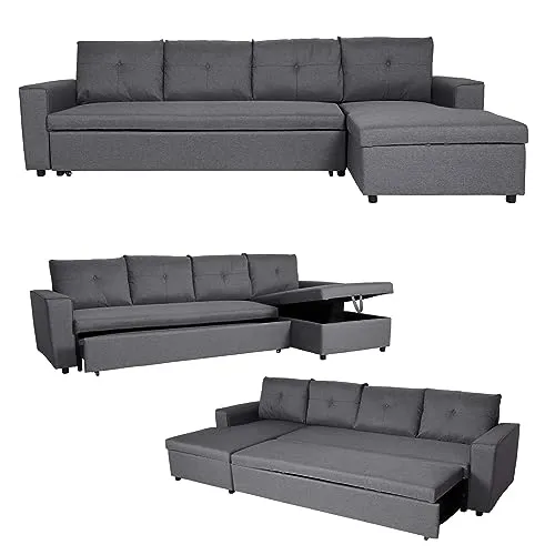 Ecksofa mit Bettkasten HWC-L16 - Modernes Ecksofa mit Schlaffunktion und großzügiger Liegefläche, ideal für Wohnzimmer. Wählen Sie Ihre Wunschfarbe für individuellen Stil.
