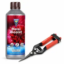 HESI Boost Blütedünger + Ernteschere | 1 l für kräftige Blüten - HESI Boost Vorteilspack für maximale Blütenkraft! Enthält 1 l Blühstimulator und eine präzise Ernteschere. Ideal für kräftige Pflanzen und üppige Blüten – perfekt für Erde, Hydro und Coco. Jetzt zuschlagen!