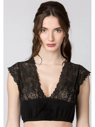 Stockerpoint Damen Aveline Dirndlbluse, schwarz, 42 - Trachtenbluse mit V-Ausschnitt, ideal für festliche Anlässe und perfekt kombinierbar mit traditionellen Dirndln.