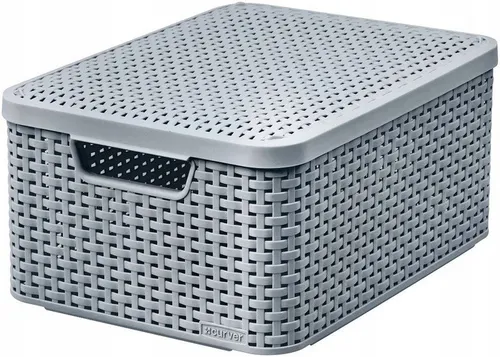 Curver 30 L Aufbewahrungsbox Ordnungsbox Sammelbox Kiste mit Deckel Rattan Grau