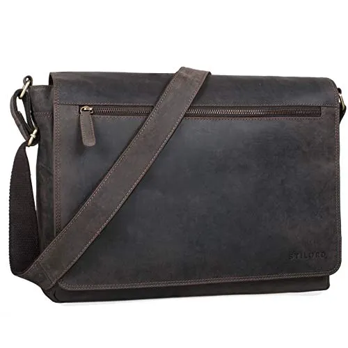 STILORD 'Phil' Vintage Leder Umhängetasche in braun von STILORD