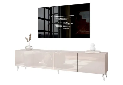 Lookway TV-Schrank COLGANTE 200 Kaschmir Hochglanz mit Metallbeinen - Eleganter TV-Schrank mit Push-to-Open-System und LED-Beleuchtung. Ideal für den modernen Wohnraum, bietet er viel Stauraum und eine stilvolle Optik.
