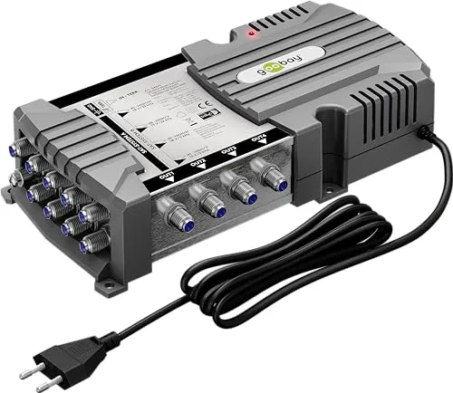 Goobay Sat-Multischalter 9 Eingänge / 4 Ausgänge - Multischalter für LNBs, ideal zur gleichzeitigen Nutzung für bis zu 4 Teilnehmer, sorgt für hervorragende Signalverteilung