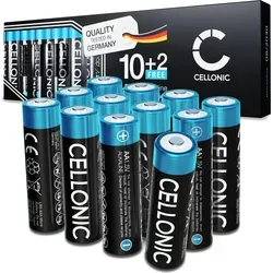 CELLONIC 12x AA Alkaline Batterien (2900mAh 1,5V) kompatibel mit Fernbedienungen, Spielzeug, Taschenlampen & Sensoren – LR6 / Mignon - Schwarz