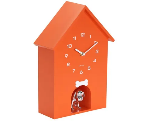 Karlsson Kuckucksuhr Dog House mit Hund in Bright Orange - Stilvolle Kuckucksuhr von KARLSSON in aufregendem Design. Diese Wanduhr bringt Farbe und Freude in jeden Raum und ist ein echter Blickfang.