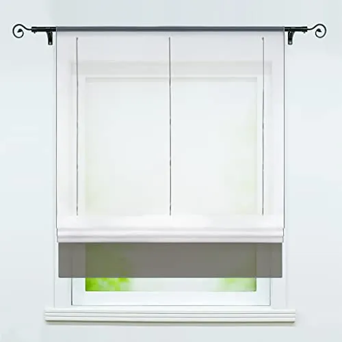 Joyswahl Raffrollo Voile Bändchenrollo mit Tunnelzug Anna Farb Gardinen BxH 120x155cm Grau 1er Pack