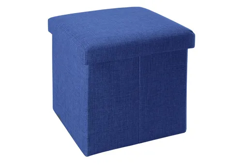 INTIRILIFE Faltbarer Sitzhocker in Meer BLAU - Stilvolle Hocker mit Stauraum, multifunktional als Sitzmöglichkeit und Aufbewahrungsbox, edles Leinen-Design, belastbar bis 80 kg.