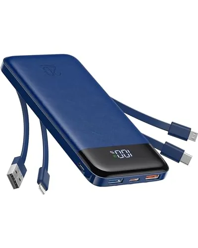 Charmast Power Bank 20000 mAh mit integrierten Kabeln und Schnellladung