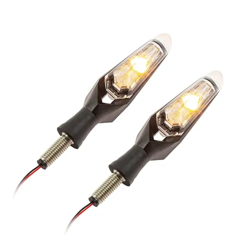 ZIEGER KOSO LED Blinker Mars Klarglas Paar - Universal Motorrad LED Blinker Mars in schwarz matt, E-geprüft, mit robustem Metallgehäuse und flexiblen Gummiarme für einfache Montage. Maße: 68 x 24 x 23 mm, inklusive Kabel.