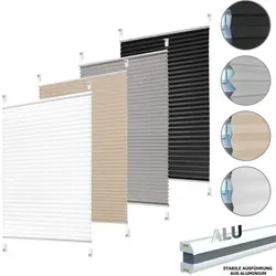 Plissee Faltrollo Jalousie Klemmfix ohne Bohren Alu Profil blickdicht Rollo weiß 110cm 105 - 130cm - Weiß