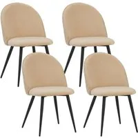 Albatros CAPO Esszimmerstühle 4er Set, Beige - Stilvolle Stühle im Vintage Design mit hochwertigem Samt-Bezug, ideal für Esszimmer und Küchen, bieten hohen Komfort und Belastbarkeit.