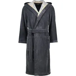 Cawö Herrenbademantel - Velours Qualität mit Kapuze - Herren-Bademantel aus Baumwollmischung, grau, Größe 54-56, mit praktischer Kapuze und Gürtel für zusätzlichen Komfort und Stil.