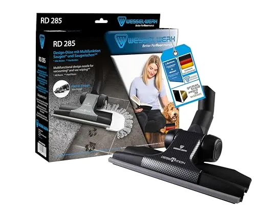 Wessel-Werk RD 285 Staubsauger Design-Düse | Multifunktionsdüse | Saugen, Saug-Wischen und Tierhaarentfernung | für Hartboden und Teppich | inkl. Mopp und Tierhaaraufsatz | passend von 32-38mm