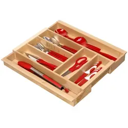 SO-TECH® Besteckeinsatz ORGA-BOX III BUCHE - Ausziehbar für Schubladenbreiten 40-60 cm - Praktischer Besteckeinsatz ORGA-BOX III aus lackiertem Buchenholz, verstellbar für Schubladen von 40-60 cm. Langlebig, leicht zu reinigen und ideal für moderne Küchen wie Nobilia ab 08/2012.