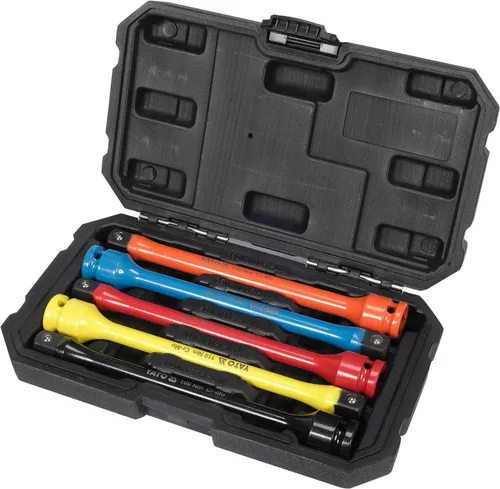 Yato Steckschlüssel Schlagschrauber-Nuss SET 1/2“ 200mm - Aluminium Felgenverlängerung für hohe Stoßbelastungen, ideal für Kfz-Werkstätten. Hohe Qualität und Langlebigkeit durch CrMo-Material, perfekt für präzises Arbeiten.