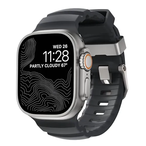 NOMAD Rocky Point Band für Apple Watch 42/44/45/49 mm - Smartwatch Ersatzarmband, wasserfest und extrem stabil, perfekt für aktive Nutzer mit Handgelenkumfang von 175 bis 225 mm.