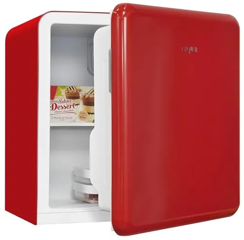 Exquisit Mini Kühlschrank CKB45-0-031F rot | Kühlbox | 47 Liter Nutzinhalt | Hotelkühlschrank | Retrostyle