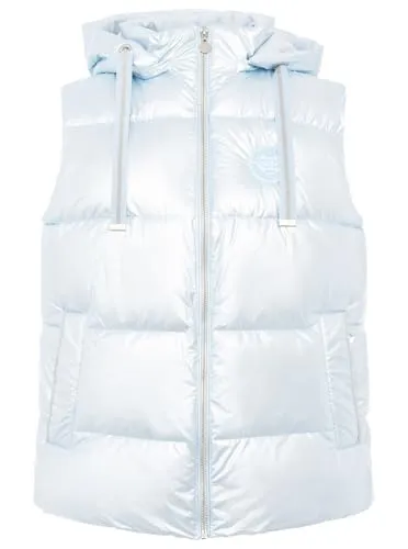 Zwillingsherz Steppweste mit Kapuze und Reißverschluss in blau von Zwillingsherz