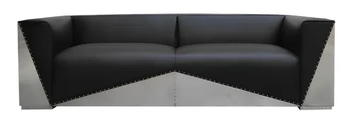 Luxus Echtleder Sofa Dreisitzer in Schwarz - Elegantes Dreisitzer-Sofa aus hochwertigem Echtleder mit stilvollem Vintage-Design. Ideal für jeden Wohnraum und für bis zu 3 Personen geeignet. Maße: 239 x 97 x 70 cm.