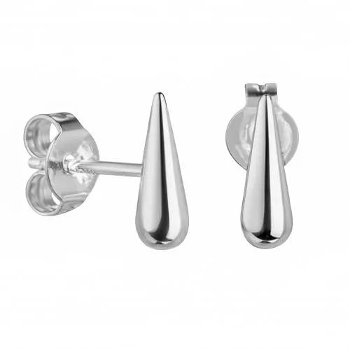 Paar Silber-Ohrstecker mit spitzen Silber-Tropfen Sterlingsilber Ohrschmuck für Damen mit Schmuck-Etui + Echtheitszertifikat