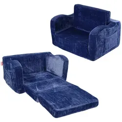 Faltbares Kindersofa in Blau – Kindercouch & Kindersessel 104x58x32cm - Sofas & Sessel - Dieses farbenfrohe, faltbare Kindersofa bietet Komfort und ist ideal für Kinderzimmer. Mit einer maximalen Belastung von 20 kg und kinderfreundlichem Reißverschluss.