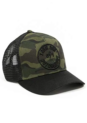 John Doe Cap Trucker Hat 0/1 Camou - Stylische Trucker Cap für Herren in Schwarz, ideal für Freizeitaktivitäten und Outdoor-Abenteuer, aus leichtem Polyester gefertigt.
