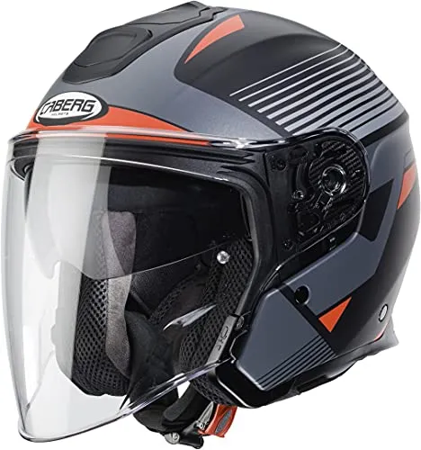 Caberg Flyon Rio Jethelm XL - Matt Schwarz/Rot/Anthrazit/Silber - Motorradhelme mit Universalschnitt für optimalen Tragekomfort und modernes Design, ideal für stilbewusste Fahrer.